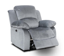 Electric Recliner Chair In Grey Chenille Fabric - thumbnail 2
