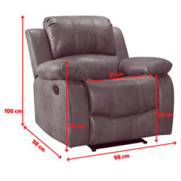 Electric Recliner Chair In Grey Chenille Fabric - thumbnail 8