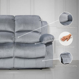 Electric Recliner Chair In Grey Chenille Fabric - thumbnail 6