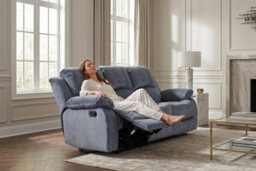 Electric Recliner Chair In Grey Chenille Fabric - thumbnail 7