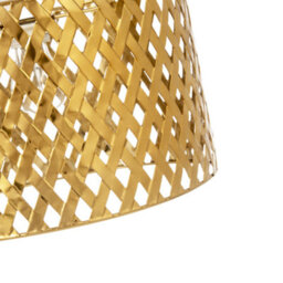 Happy Homewares Modern Unique Pendant Light Shade In Metallic Gold With Lattice Design - thumbnail 4
