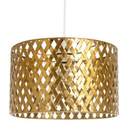 Happy Homewares Modern Unique Pendant Light Shade In Metallic Gold With Lattice Design - thumbnail 1