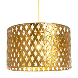 Happy Homewares Modern Unique Pendant Light Shade In Metallic Gold With Lattice Design - thumbnail 2