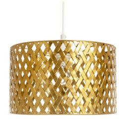 Happy Homewares Modern Unique Pendant Light Shade In Metallic Gold With Lattice Design - thumbnail 3