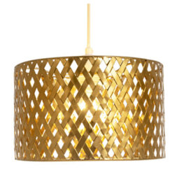Happy Homewares Modern Unique Pendant Light Shade In Metallic Gold With Lattice Design - thumbnail 6