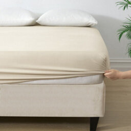Ameha Cream Fitted Sheet Anti Allergic Extra Deep 25 Cm Bedsheet Single Microfiber Hypoallergenic Durable Bedsheet(90X190Cm) - thumbnail 4