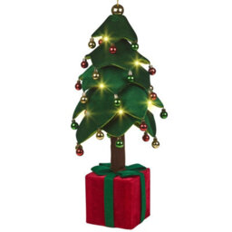 Urbn-Living Urbnliving 70Cm Height Collapsible Soft Plush Christmas Tree With Led Lights On Base Home Decoration - thumbnail 4