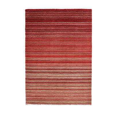 Red Striped Wool Rug, Handmade Rug With 25mm Thickness, Modern Rug For Living Room, & Dining Room-160Cm X 230Cm - image 1
