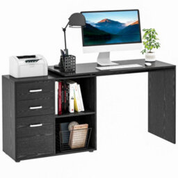 Homcom Computer Desk Table Workstation L Shape File Cabinet Black Home Office - thumbnail 2