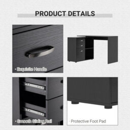 Homcom Computer Desk Table Workstation L Shape File Cabinet Black Home Office - thumbnail 6