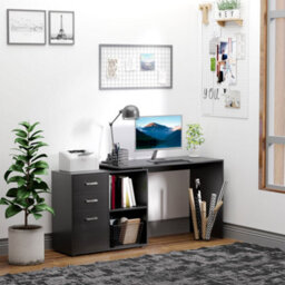 Homcom Computer Desk Table Workstation L Shape File Cabinet Black Home Office - thumbnail 7
