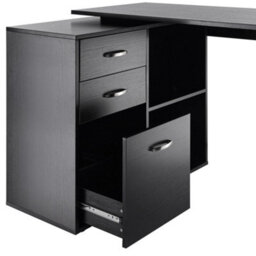 Homcom Computer Desk Table Workstation L Shape File Cabinet Black Home Office - thumbnail 8