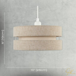 Happy Homewares Modern Natural Textured Oatmeal Linen Triple Tier Pendant Light Shade - thumbnail 7