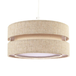 Happy Homewares Modern Natural Textured Oatmeal Linen Triple Tier Pendant Light Shade - thumbnail 3