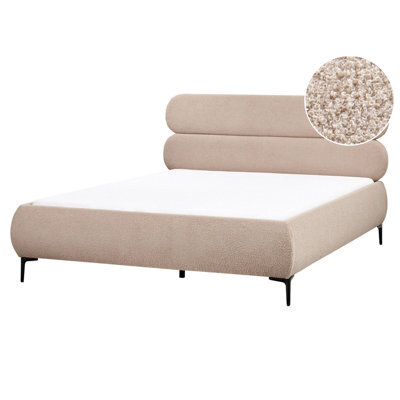 Beliani Bed Boucle Lessay 160 X 200 Cm (Eu King Size) Taupe - image 1