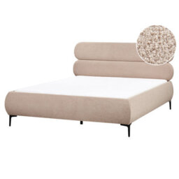 Beliani Bed Boucle Lessay 160 X 200 Cm (Eu King Size) Taupe - thumbnail 1