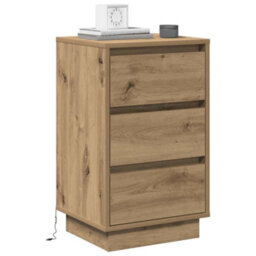 Berkfield Bedside Cabinet With Led Artisan Oak 39X34.5X65 Cm Engineered Wood - thumbnail 3