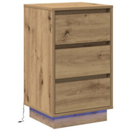 Berkfield Bedside Cabinet With Led Artisan Oak 39X34.5X65 Cm Engineered Wood - thumbnail 2