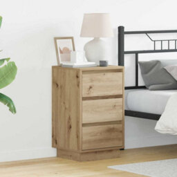Berkfield Bedside Cabinet With Led Artisan Oak 39X34.5X65 Cm Engineered Wood - thumbnail 1