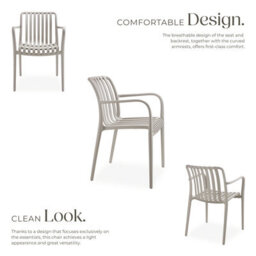Tectake Garden Chairs Alcudia - Weather-Resistant, Durable And Long-Lasting Plastic - Taupe - Set Of 4 - thumbnail 3
