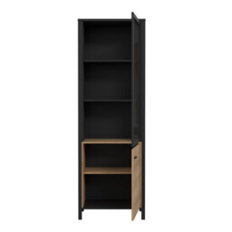Furniture To Go High Rock Wide Display Cabinet In Matt Black/riviera Oak - thumbnail 5
