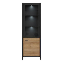 Furniture To Go High Rock Wide Display Cabinet In Matt Black/riviera Oak - thumbnail 7