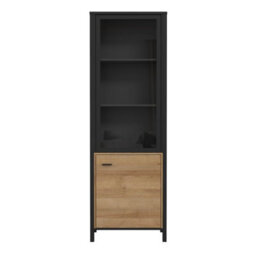 Furniture To Go High Rock Wide Display Cabinet In Matt Black/riviera Oak - thumbnail 2