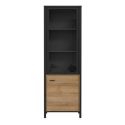 Furniture To Go High Rock Wide Display Cabinet In Matt Black/riviera Oak - thumbnail 3