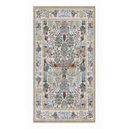Decoranddecor Rug, Washable Rugs, Bedroom Kitchen Rugs, 80X150Cm, Non-Slip, Pet Friendly, Low Pile, Persian Rug - Thalia - thumbnail 2