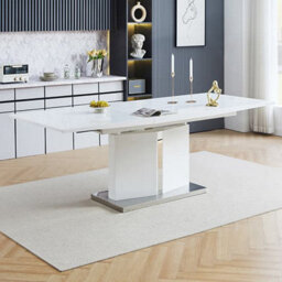 Furniture In Fashion Belmonte White Dining Table Large 8 Petra Taupe White Chairs - thumbnail 3