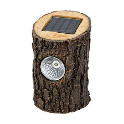 Natural Wood Effect Log Solar-Powered Integrated Led Outdoor Decorative Light - image 1