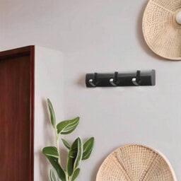 House Of Home Wall Mounted Coat Hooks Hanging Clothes Rack For Doors, Halls, Bedrooms & Entryways 3 Hooks, Black - thumbnail 7