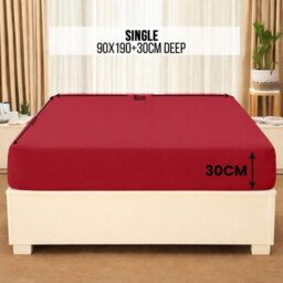 Aspire Homeware Red Fitted Sheet-(30Cm) Deep Hotel Quality -Breathable Easy Care Fitted Bed Sheets Single (L)190Cm X (W)91Cm - thumbnail 7