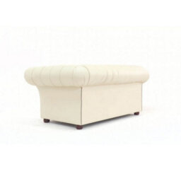 Chesterfield 2 Seater Buttoned Seat Cottonseed Real Leather Sofa Settee In Balmoral Style - thumbnail 6