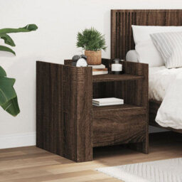 Berkfield Bedside Cabinet Brown Oak 45X50X50 Cm Engineered Wood