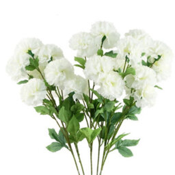 Pegdev - Pdl - Pack Of 6 X 70Cm Artificial Carnation Stems White With 24 Silk Flowers For Home Decorations
