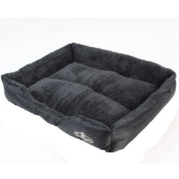 Actiaspet Faux Fur Pet Bed Black/grey Large - thumbnail 4