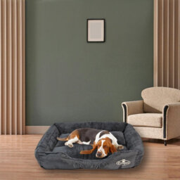 Actiaspet Faux Fur Pet Bed Black/grey Large - thumbnail 3