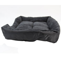 Actiaspet Faux Fur Pet Bed Black/grey Large - thumbnail 5