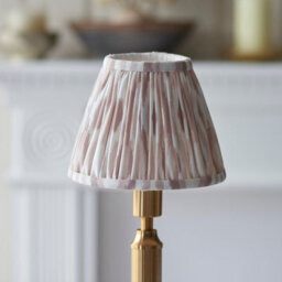 Luminosa Lighting Luminosa Trobridge Rechargeable Brushed Aged Brass Plate Table Lamp With Neutral Print Fabric Ikat Shade 16Cm Integrated Led - thumbnail 4