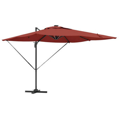 Berkfield Durable Roma Cantilever Parasol With Leds In Terracotta - 286 X 285 X 270 Cm, Aluminium. - image 1