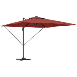 Berkfield Durable Roma Cantilever Parasol With Leds In Terracotta - 286 X 285 X 270 Cm, Aluminium.