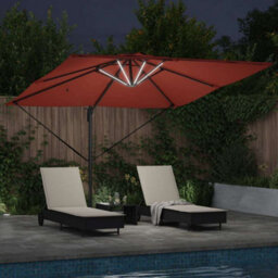 Berkfield Durable Roma Cantilever Parasol With Leds In Terracotta - 286 X 285 X 270 Cm, Aluminium. - thumbnail 4
