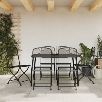 Walplus 7 Piece Garden Dining Set Anthracite Metal Mesh - image 1