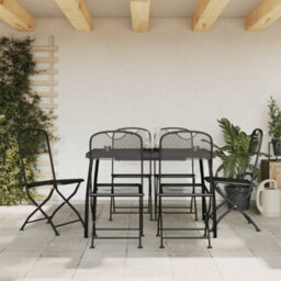 Walplus 7 Piece Garden Dining Set Anthracite Metal Mesh - thumbnail 1