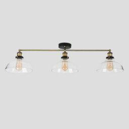 Valuelights Wallace 3 Way Black & Gold Ceiling Light Fitting With Wide Clear Glass Light Shades Led Filament Bulbs Warm White - thumbnail 4