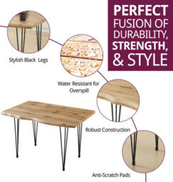 Hallowood Furniture Cullompton Dining Table (120Cm) With Live Edge Effect And Black Metal Legs - thumbnail 2