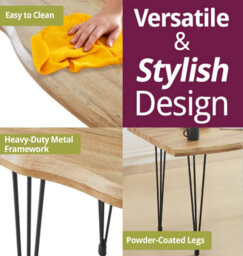 Hallowood Furniture Cullompton Dining Table (120Cm) With Live Edge Effect And Black Metal Legs - thumbnail 5