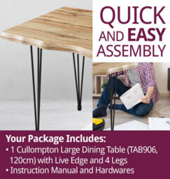 Hallowood Furniture Cullompton Dining Table (120Cm) With Live Edge Effect And Black Metal Legs - thumbnail 7