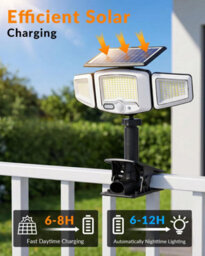 Amorly Clip On Solar Lights Outdoor,231 Led Solar Motion Lights Clip Flood Light With Motion Sensor,security Lights For Outside Garden - thumbnail 3